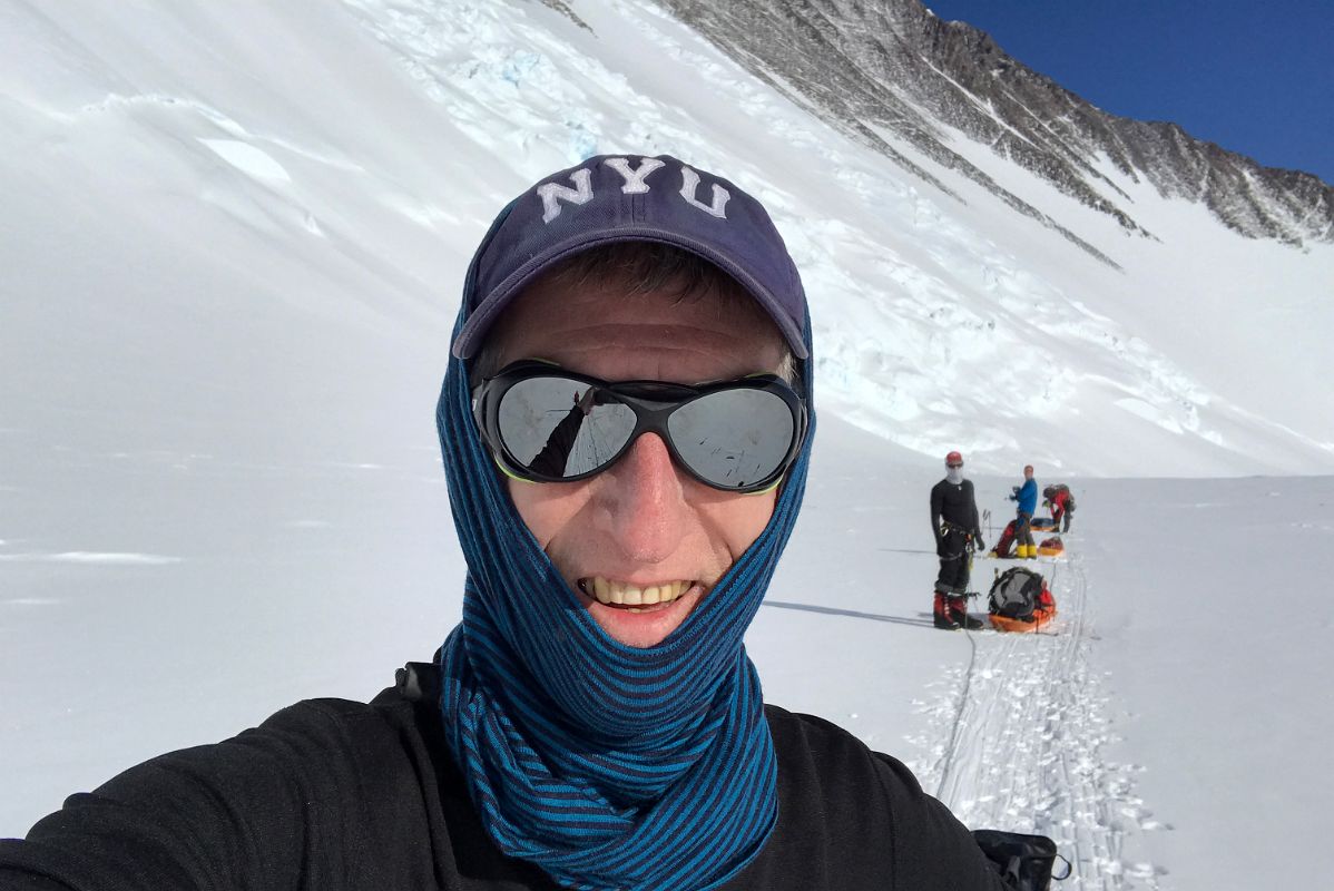 07A Jerome Ryan Taking A Rest Break With Roche Glacier Behind On The Climb From Mount Vinson Base Camp To Low Camp